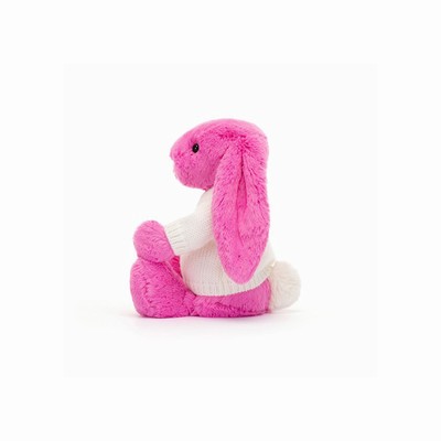 Jellycat Bashful Hot Pink Konijn with Cream Jumper | ED4329571